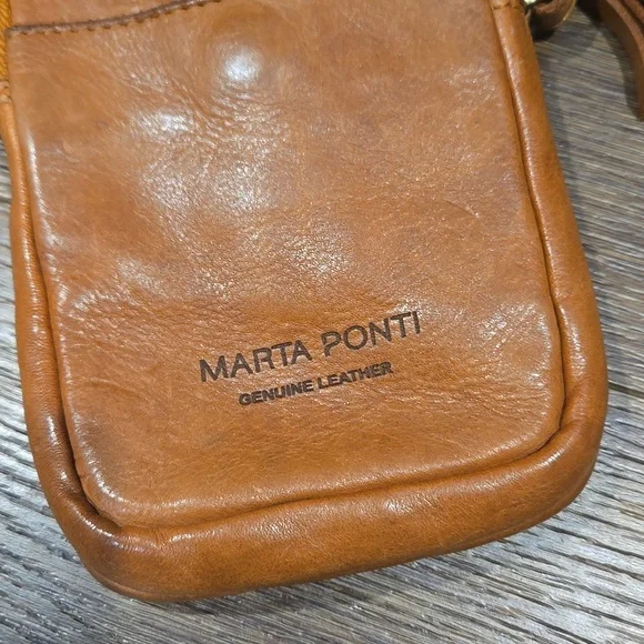 MARTA PONTI GENUINE LEATHER UNISEX CROSSBODY BAG. #7487 - Picture 3 of 7